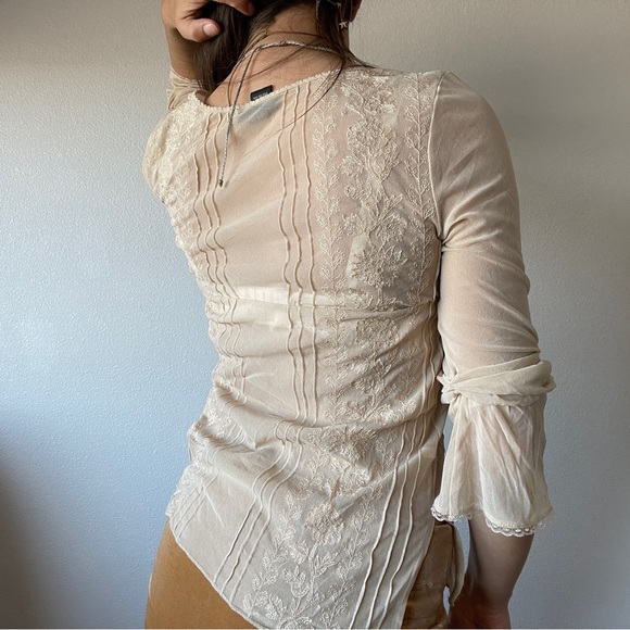 Y2K Sheer Lace Embroidered Blouse - Picture 4 of 4